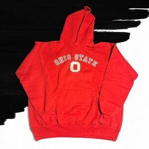 Vintage Ohio State University Pullover Hoodie Red Large